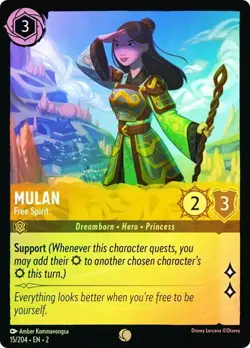 Disney Lorcana Rise of the Floodborn MULAN Free Spirit Foil 15/204 Cold Foil - Image 1