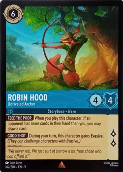162/204 ROBIN HOOD UNRIVALED ARCHER EN9 RARE DISNEY LORCANA CARD - Image 1