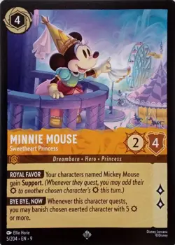5/204 MINNIE MOUSE SWEETHEART PRINCESS EN9 SUPER RARE DISNEY LORCANA CARD - Image 1