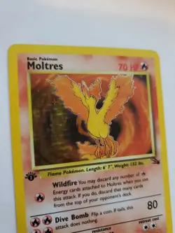 Moltres 1st Edition Fossil Holo Pokemon Card Base Fossil WOTC - Image 2
