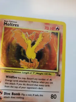 Moltres 1st Edition Fossil Holo Pokemon Card Base Fossil WOTC - Image 5