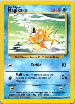 Pokemon TCG Magikarp Base Set 35/102 Unlimited Uncommon Card - Image 1