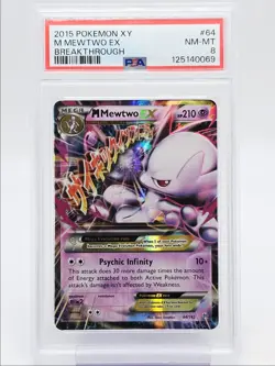 MEWTWO EX 2015 POKEMON XY BREAKTHROUGH RARE 64/162 PSA 8 Q0004 - Image 1