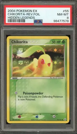 Pokemon Chikorita EX Hidden Legends Reverse Holo #55 PSA 8 - Image 1