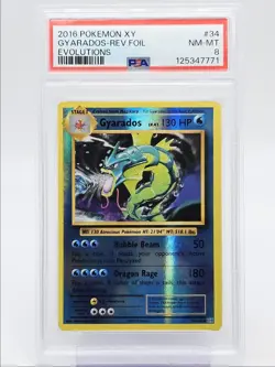 GYARADOS 2016 POKEMON XY EVOLUTIONS RARE 34/108 PSA 8 Q0004 - Image 1