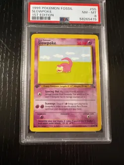 1999 Pokemon Fossil Slowpoke 1st Edition PSA 8 - Image 1