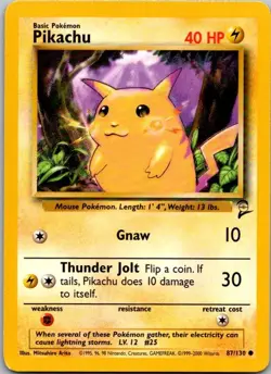 Base Set 2 #087/130 Pikachu Pokemon Moderately Played - Image 1
