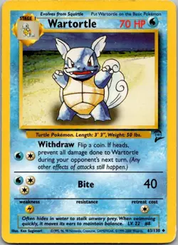 Base Set 2 #063/130 Wartortle Pokemon Moderately Played - Image 1