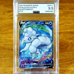 Pokemon SWSH Silver Tempest Alolan Vulpix V 173/195 AGS Mint+ 9.5 Holo Rare 2022 - Image 1