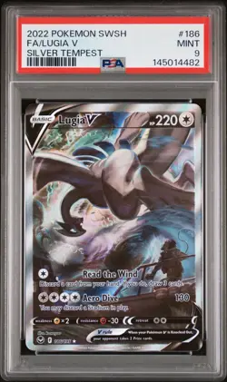 LUGIA V 2022 POKEMON SWSH FULL ART SILVER TEMPEST #186 PSA 9 MINT - Image 1