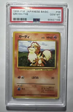 1996 Pokemon Japanese Base Set #58 Growlithe PSA 10 - Image 1
