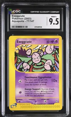 CGC MINT+ 9.5 Pokemon Exeggcute 77/147 2003 Aquapolis - Image 1