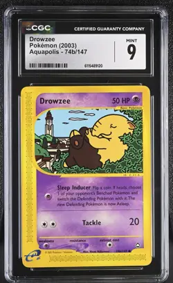 CGC MINT 9 Pokemon Drowzee 74b/147 2003 Aquapolis - Image 1