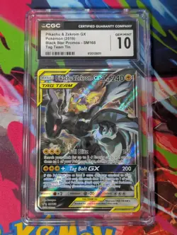 Pokemon Pikachu & Zekrom GX Tag Team Alternate Art SM168 CGC 10 Gem Mint - Image 1