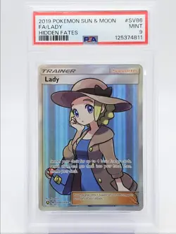 LADY 2019 POKEMON SUN & MOON HIDDEN FATES RARE SV86/SV94 PSA 9 Q0004 - Image 1