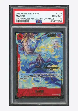 One Piece PSA10 Marco SR Promo 2023 OP03-013 Championship Top Prize Chinese - Image 1