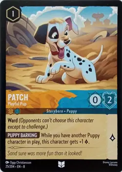 25/204 PATCH PLAYFUL PUP EN8 UNCOMMON DISNEY LORCANA CARD - Image 1