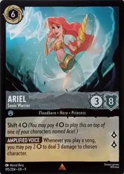195/204 ARIEL SONIC WARRIOR EN9 RARE DISNEY LORCANA CARD - Image 1