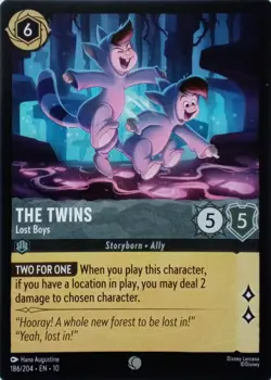 186/204 THE TWINS LOST BOYS EN10 COMMON DISNEY LORCANA CARD - Image 1