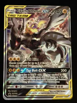 Pokemon Pikachu & Zekrom GX Tag Team SM Promo Holo Card SM248 English - Image 1