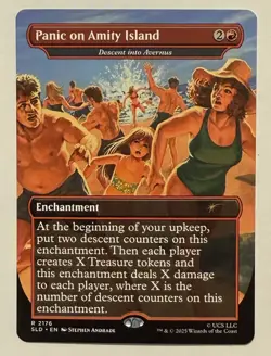 Panic on Amity Island (Descent into Avernus) Borderless - JAWS Secret Lair MTG - Image 1