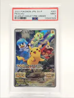 PIKACHU 2022 POKEMON JPN PRE-ORDER BLACK STAR PROMO 001/SV-P PSA 9 Q0004 - Image 1