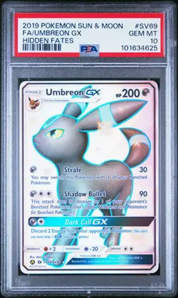 POKEMON 2019 UMBREON GX SUN & MOON HIDDEN FATES #SV69 PSA 10 - Image 1