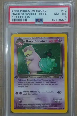 2000 Pokemon Rocket Dark Slowbro Holo 1st Edition #12 PSA 8 SE2871 - Image 1