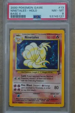 1999 Pokemon Ninetales Holo Base II #13 PSA 8 SE2870 - Image 1