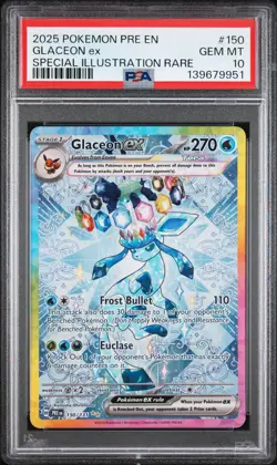 2025 POKEMON PRISMATIC EVOLUTIONS SPECIAL ILLUSTRATION RARE GLACEON EX PSA 10 - Image 1