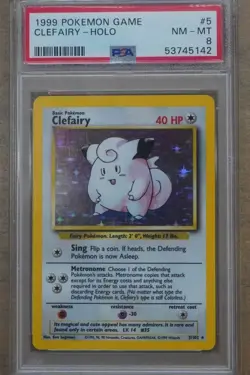 1999 Pokemon Base Set Clefairy Holo #5 PSA 8 SE2869 - Image 1