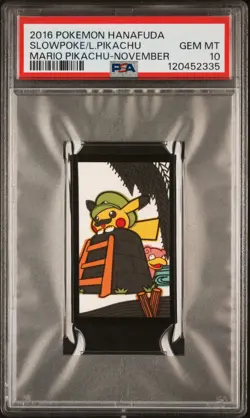 2016 POKEMON HANAFUDA MARIO PIKACHU NOVEMBER LUIGI PIKACHU/SLOWPOKE PSA 10 - Image 1