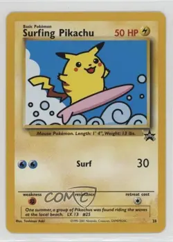 Surfing Pikachu Pokemon WOTC Black Star #28 1999 - Image 1