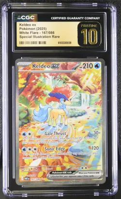 CGC 10 Pristine Keldeo ex 167/086 Special Illustration Rare Pokemon White Flare - Image 1