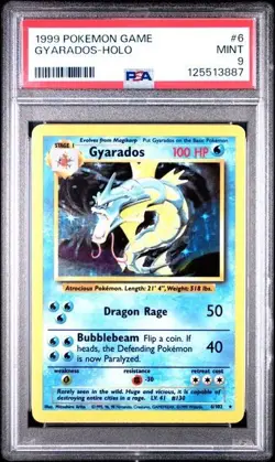 1999 Pokemon Game Gyarados HOLO #6 BASE SET PSA 9 MINT - Image 1