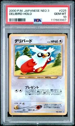 2000 POKEMON JPN NEO 3 #225 DELIBIRD-HOLO PSA 10 - Image 1