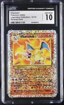 Pokemon 2002 Legendary Collection Charizard Reverse Holo CGC 10 POP 49! - Image 1