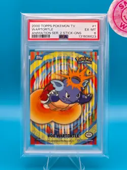 PSA 6 - 2000 TOPPS POKEMON TV ANIMATION SERIES 2 STICK-ONS 1 WARTORTLE - Image 1