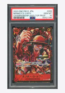 One Piece PSA10 Monkey D Luffy SR Promo 2023 ST10-006 Championship Top Prize JPN - Image 1