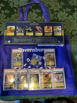 All 7 2024 DISNEY LORCANA D23 EXPO PROMO CARDS SORCERER Mickey PSA 10 PLUS PIN + - Image 1