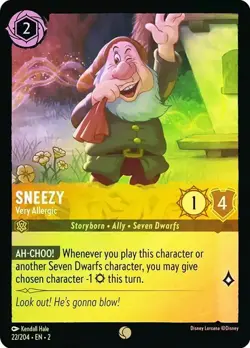 SNEEZY Very Allergic 22/204 Cold Foil Disney Lorcana Rise of the Floodborn - Image 1