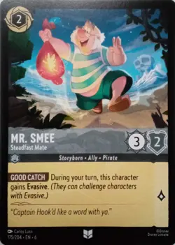 175/204 MR. SMEE STEADFAST MATE AZURITE SEA UNCOMMON DISNEY LORCANA CARD - Image 1