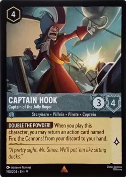 190/204 CAPTAIN HOOK CAPTAIN OF THE JOLLY ROGER EN9 RARE DISNEY LORCANA CARD - Image 1