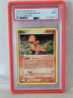 2005 POKEMON EX DELTA SPECIES #37 DITTO CHARMANDER DELTA SPECIES -PSA 9 MINT - Image 1