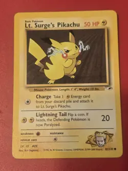 Lt. Surge's Pikachu 81/132 Common Gym Heroes Pokemon - Image 1