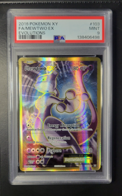 Pokemon 2016 XY Evolutions Mewtwo EX #103/108 PSA 9 texture shift error - Image 1