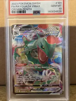 2023 Pokemon SWSH Crown Zenith Rayquaza VMAX 101/159 PSA 10 - Image 1