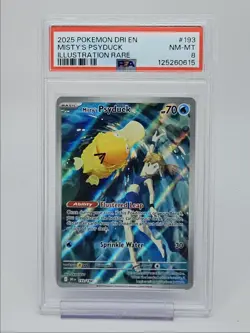 MISTY'S PSYDUCK 2025 POKEMON DESTINED ILLUSTRATION RARE A 193/182 PSA 8 Q0004 - Image 1