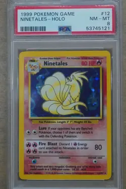 1999 Pokemon Base Set Ninetales Holo #12 PSA 8 SE2877 - Image 1