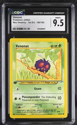 CGC MINT+ 9.5 Pokemon Venonat 90/105 2002 Neo Destiny 1st Edition - Image 1